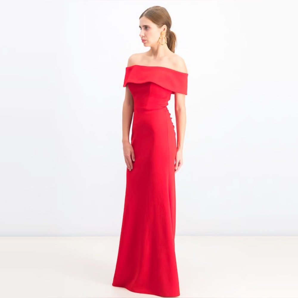 AQUA DRESSES Red Off-Shoulder Dress